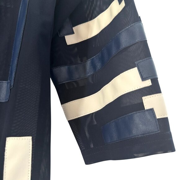 Travelers by Chico's Women's Jacket Faux Leather Striped Sheer Full Zip, Size 0 - Picture 4 of 6